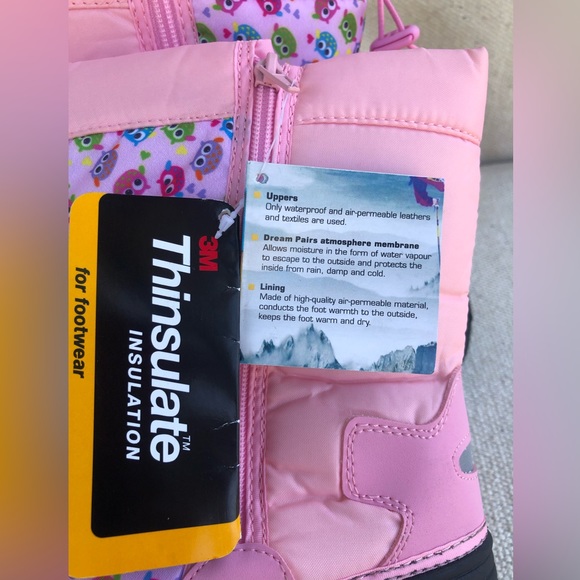 Snow Boots Dream Pairs Big Girl Mid Calf waterproof insulation boots pink size 3 - Picture 10 of 15